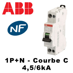 Disjoncteur phase neutre 4,5kA Courbe C - 2A à 40A ABB Disjoncteur phase neutre 4,5kA Courbe C - 2A à 40A ABB