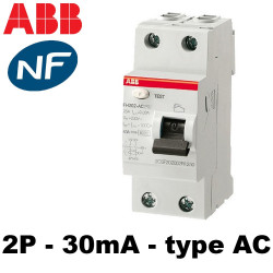 Interrupteur différentiel bipolaire 30mA type AC ABB Interrupteur différentiel bipolaire 30mA type AC ABB