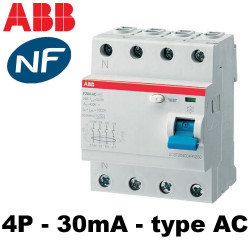 Interrupteur différentiel tétrapolaire 30mA ABB Interrupteur différentiel tétrapolaire 30mA ABB