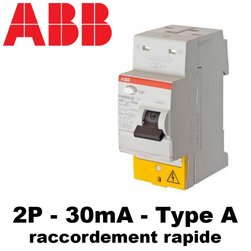 Interrupteur différentiel type A 30mA 2P FH202S ABB