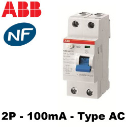 Interrupteur différentiel 100mA 2P Type AC ABB
