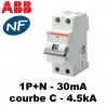 Disjoncteur différentiel 30mA phase neutre courbe C type AC ABB