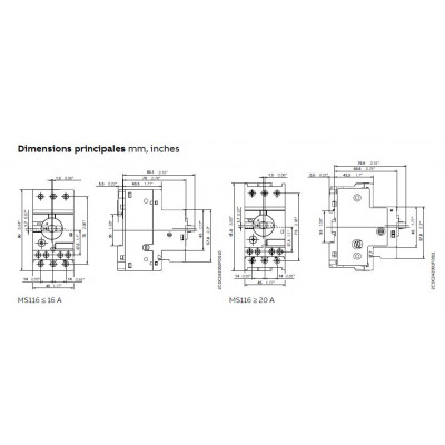 Disjoncteur magnéto thermique pour moteur triphasé MS116 ABB