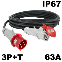 Rallonge triphasé 3P+T 63A étanche 4x16mm² IP67 Rallonge triphasé 3P+T 63A étanche 4x16mm² IP67