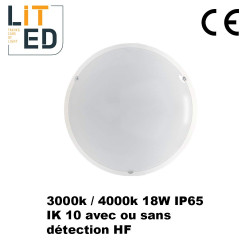 Hublots led 18W NAULOT Vasque opale IP65 - IK10 - avec driver ou détecteur LITED Hublots led 18W NAULOT Vasque opale IP65 - IK10 - avec driver ou détecteur LITED