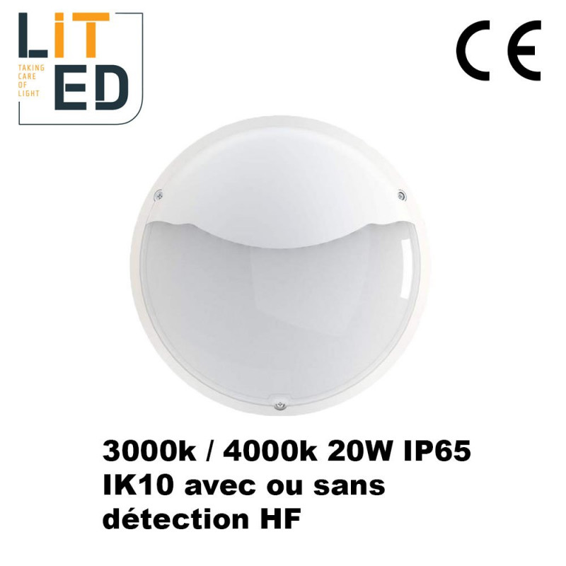 Hublots led 20W NAULOT Asymétrique Blanc - IP65 - IK10 - avec driver ou détecteur LITED Hublots led 20W NAULOT Asymétrique Blanc - IP65 - IK10 - avec driver ou détecteur LITED