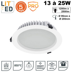 Spot led encastrable 13/25W à température variable - 50000h - UGR inf.19 LITED Spot led encastrable 13/25W à température variable - 50000h - UGR inf.19 LITED