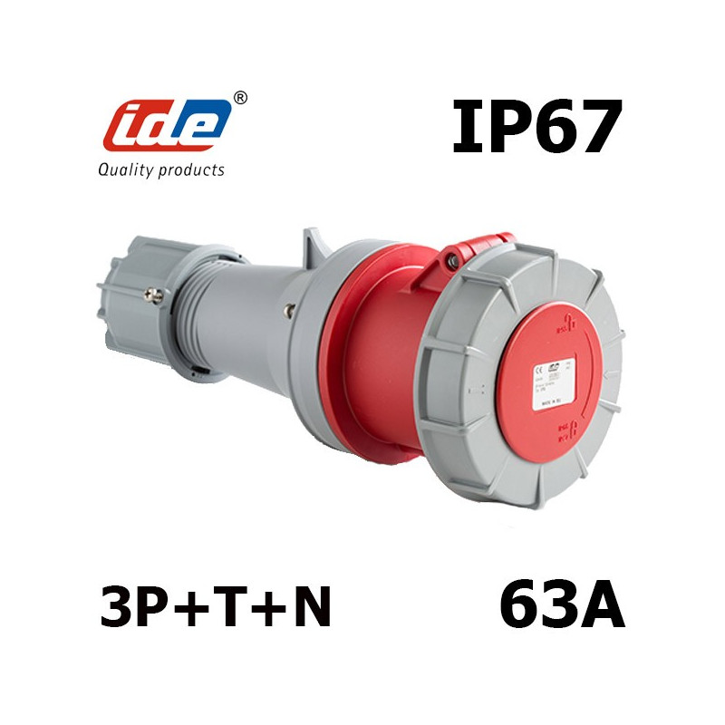 Fiche femelle 63A 5 broches 3P+N+T 380V IP67 380V IDE Fiche femelle 63A 5 broches 3P+N+T 380V IP67 380V IDE