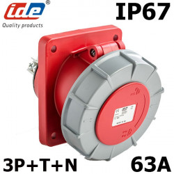 Prise à encastrer 63A 5 broches 3P+N+T 380V étanche IP67 IDE Prise à encastrer 63A 5 broches 3P+N+T 380V étanche IP67 IDE