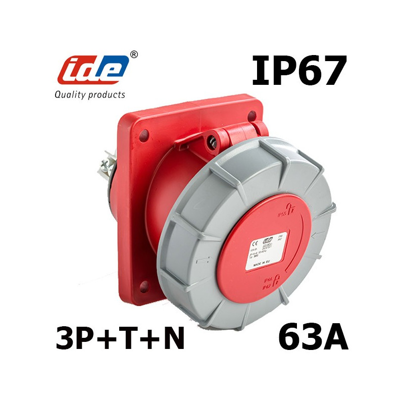 Prise à encastrer 63A 5 broches 3P+N+T 380V étanche IP67 IDE Prise à encastrer 63A 5 broches 3P+N+T 380V étanche IP67 IDE