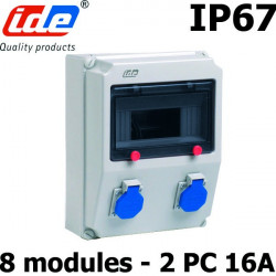 Coffret de prise PRYMA IP44 IK08 avec prise 2P+T 16A IDE