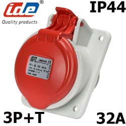 Prise 32A de tableau triphasée 3P+T 380V étanche IP44 IDE Prise 32A de tableau triphasée 3P+T 380V étanche IP44 IDE