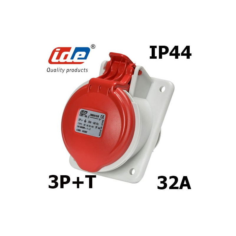 Prise 32A de tableau triphasée 3P+T 380V étanche IP44 IDE Prise 32A de tableau triphasée 3P+T 380V étanche IP44 IDE
