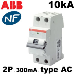 Disjoncteur différentiel 1P+N 300mA type AC 10kA ABB Disjoncteur différentiel 1P+N 300mA type AC 10kA ABB