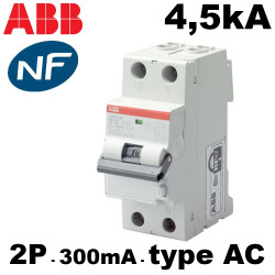 Disjoncteur différentiel 1P+N 300mA type AC 4,5kA ABB Disjoncteur différentiel 1P+N 300mA type AC 4,5kA ABB