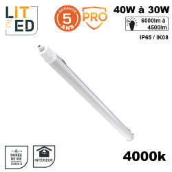 Tubulaire LED Industriel 36/40W BOLT IP65 4000K cablage traverssant + repicage LITED Tubulaire LED Industriel 36/40W BOLT IP65 4000K cablage traverssant + repicage LITED