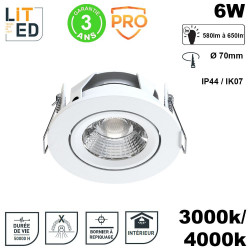 Spot led encastrable sur cardan UGR 19 6W KARDAN Blanc 3000/4000K avec driver LITED Spot led encastrable sur cardan UGR 19 6W KARDAN Blanc 3000/4000K avec driver LITED