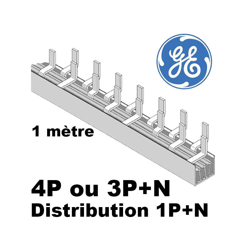 Peigne de répartition tétrapolaire phase neutre (4P vers 1P+N) GE General Electric Peigne de répartition tétrapolaire phase neutre (4P vers 1P+N) GE General Electric