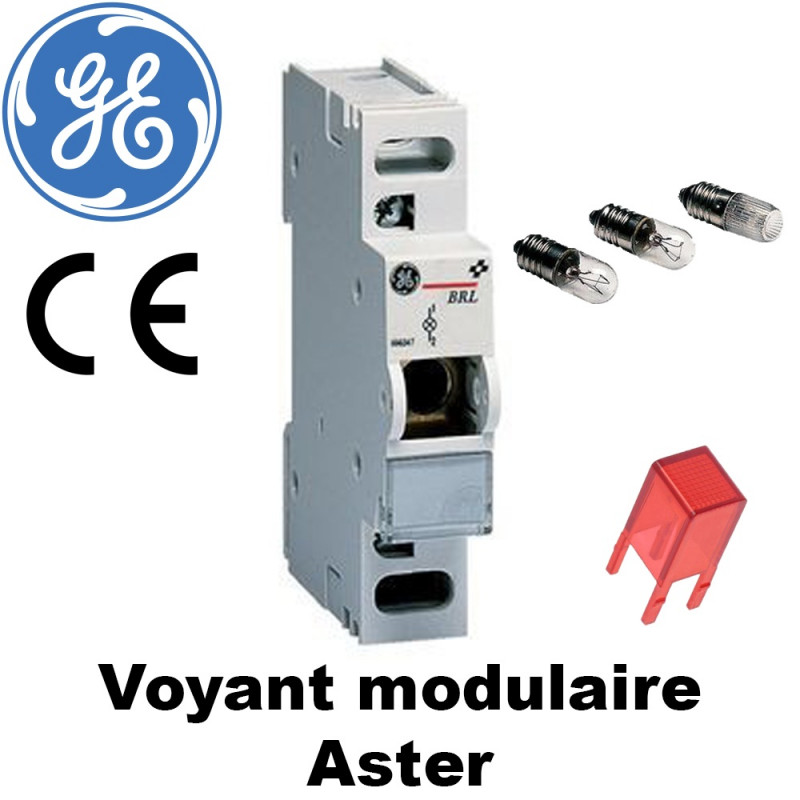 Voyant modulaire ASTER GE avec lampe à filament et lentille rouge General Electric Voyant modulaire ASTER GE avec lampe à filament et lentille rouge General Electric
