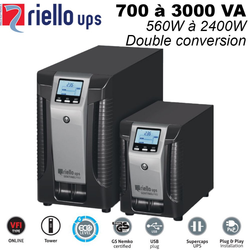 Onduleur online double conversion 700/3000VA - GS Nemko certifié - sentinel pro Riello UPS Onduleur online double conversion 700/3000VA - GS Nemko certifié - sentinel pro Riello UPS