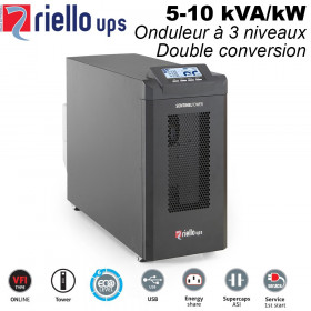 Onduleur online à trois niveaux double conversion, 5-10kVA/kW - 95% de rendement Riello UPS Onduleur online à trois niveaux double conversion, 5-10kVA/kW - 95% de rendement Riello UPS