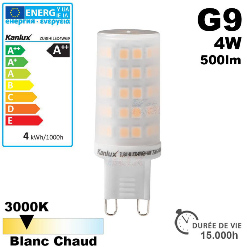 Ampoule LED G9 puissance 4W 3000k 500lm Kanlux Ampoule LED G9 puissance 4W 3000k 500lm Kanlux