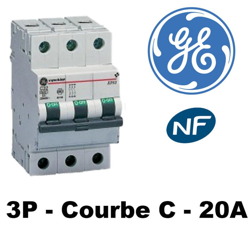 Disjoncteur triphasé 6kA Courbe C GE General Electric Disjoncteur triphasé 6kA Courbe C GE General Electric