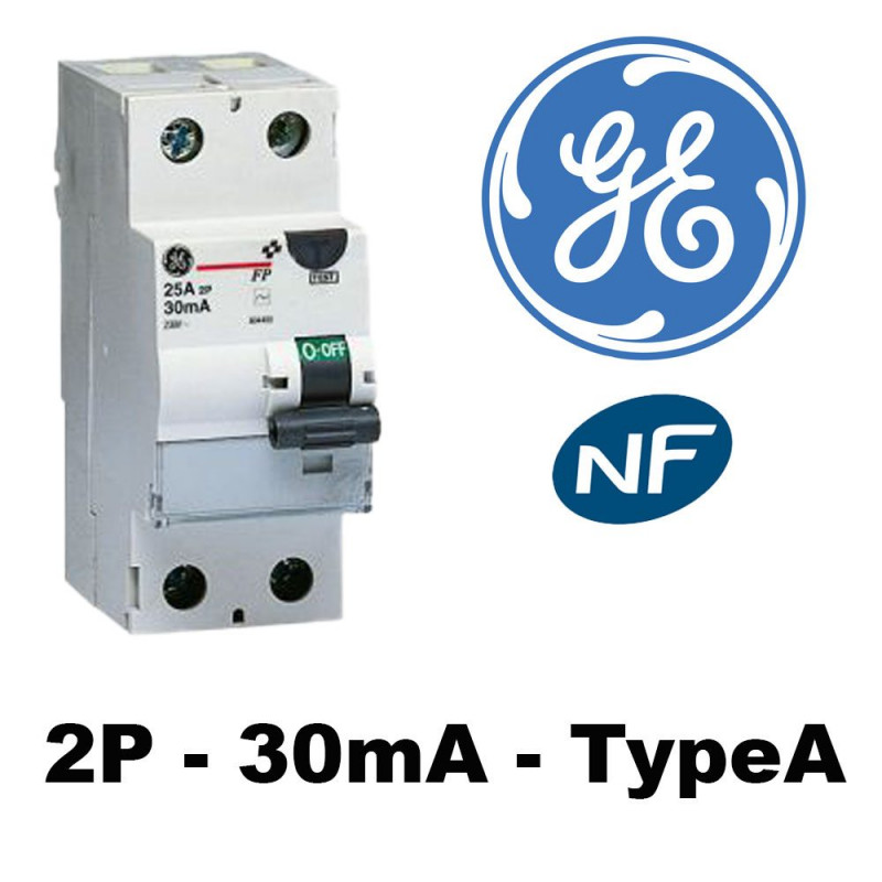 Interrupteur différentiel type A 30mA GE General Electric Interrupteur différentiel type A 30mA GE General Electric