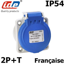 Prise française 2P+T IP54 à encastrer sur coffret. IDE Prise française 2P+T IP54 à encastrer sur coffret. IDE