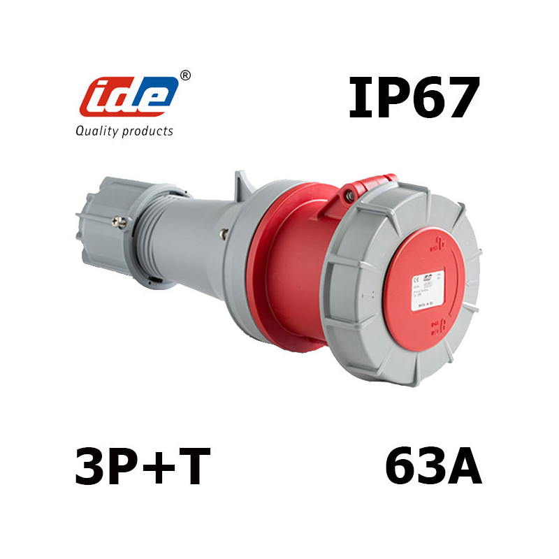 Fiche femelle triphasé 3P+T 63A étanche IP67 IDE Fiche femelle triphasé 3P+T 63A étanche IP67 IDE