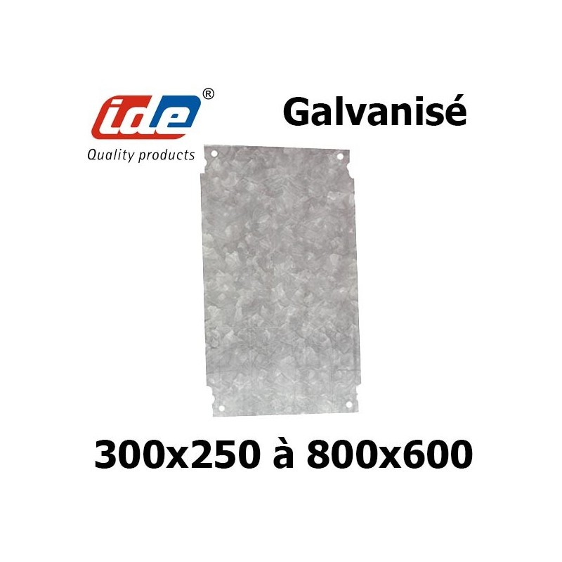 Plaque en acier galvanisé pour coffret polyester IDE IDE Plaque en acier galvanisé pour coffret polyester IDE IDE