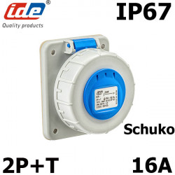 Prise Schuko 2P+T 16A - étanche IP67 à fixer sur coffret IDE Prise Schuko 2P+T 16A - étanche IP67 à fixer sur coffret IDE