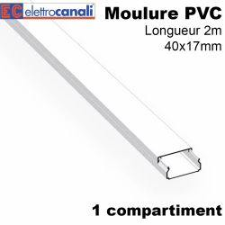 Moulure électrique PVC 40x17mm pour mur ou plafond - Longueur 2 mètres Elettrocanali