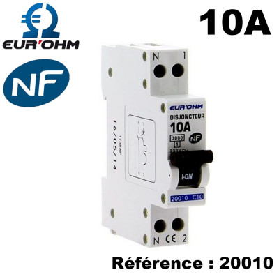 Disjoncteur Phase Neutre - 3KA - Courbe C - 2A à 32A EUR'OHM