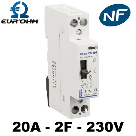 Contacteur J/N 20A - 230V - 2F - certifié NF à 16€ HT