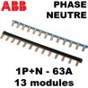 Peigne d'alimentation phase-neutre 13 modules pour Inter Diff FH202 ABB