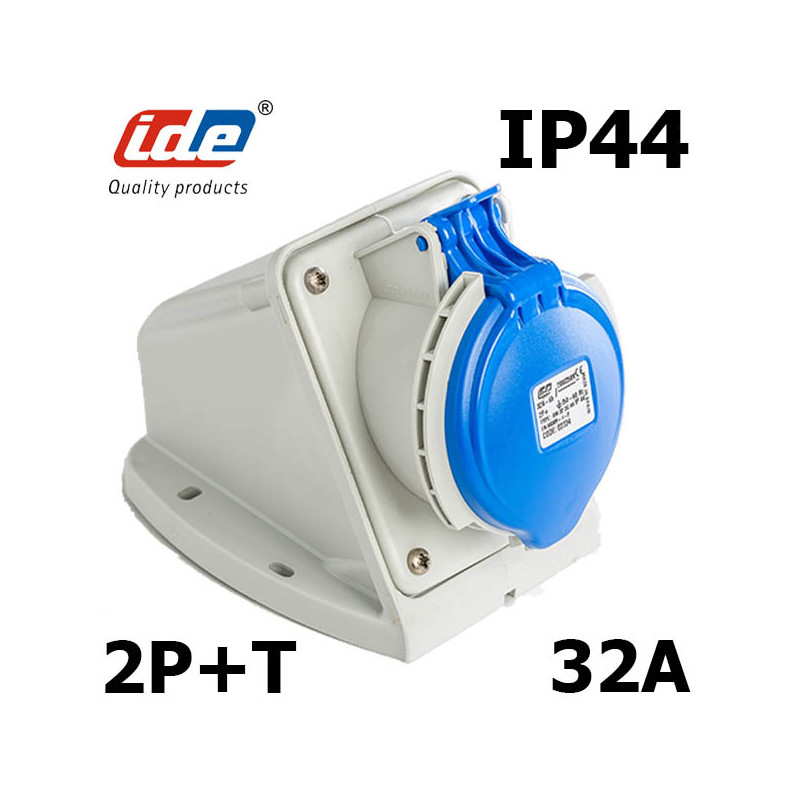 Socle de prise 32A 2P+T en saillie étanche IP44 ou IP67 IDE