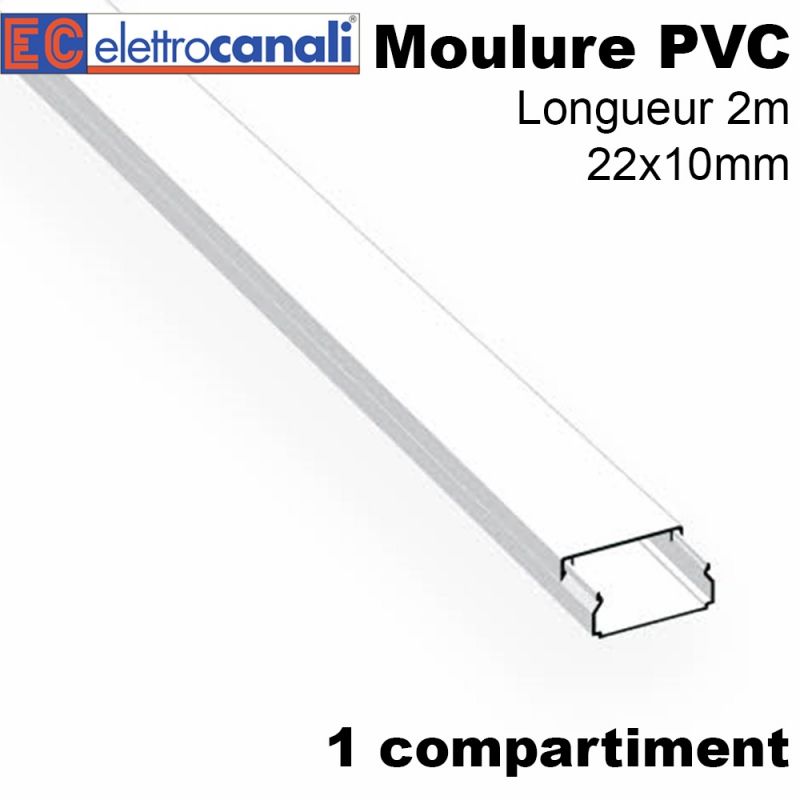 Moulure PVC 22x10mm pour mur ou plafond - Longueur 2 mètres