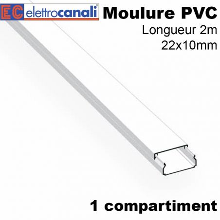 Moulure PVC 22x10mm pour mur ou plafond - Longueur 2 mètres Elettrocanali