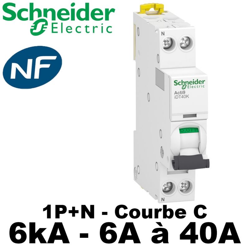 Disjoncteur Phase Neutre 6kA Courbe C Schneider