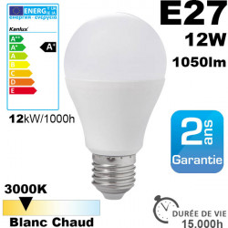 Ampoule LED E27 1060 lm équivalent 75W Blanc chaud 2700K 20,000h