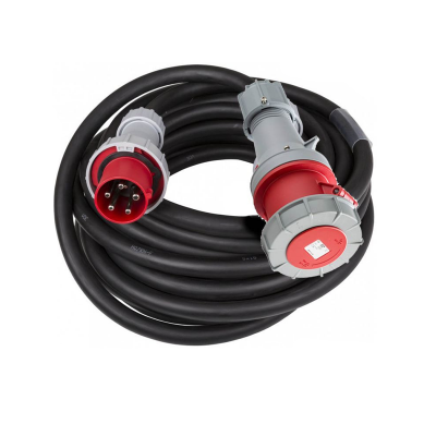 Rallonge triphasé + neutre 63A 3P+N+T 380V - Cable HO7RNF 5x16mm²