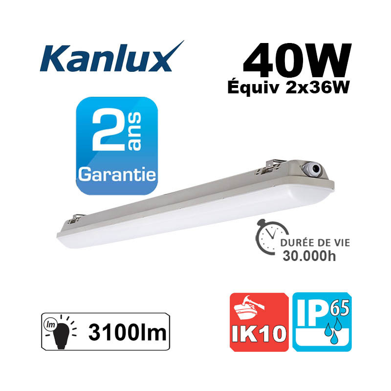 Réglette LED 40W étanche - Longueur 120cm Réglette LED 40W étanche - Longueur 120cm