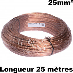 Cablette de terre (cuivre nu 25mm²) couronne de 25 mètres