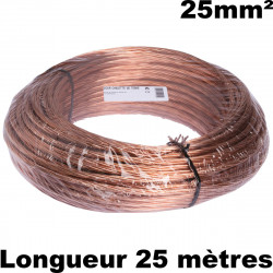 Cablette de terre (cuivre nu 25mm²) couronne de 25 mètres Cablette de terre (cuivre nu 25mm²) couronne de 25 mètres