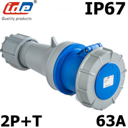 Prise mobile femelle 63A Monophasé 2P+T IP67 IDE Prise mobile femelle 63A Monophasé 2P+T IP67 IDE