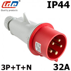 Prise mâle tétrapolaire 3P+N+T 32A - 380V - IP44 ou IP67 IDE