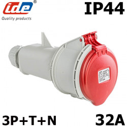 Fiche femelle 32A tétrapolaire 3P+N+T 380V étanche IP44 IDE Fiche femelle 32A tétrapolaire 3P+N+T 380V étanche IP44 IDE