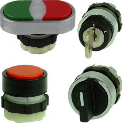 Bouton de commande industriel, bouton poussoir, rotatif à 3€