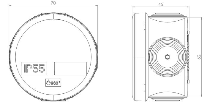 Boite de jonction etanche ronde IP55 avec couvercle clipsable-50001